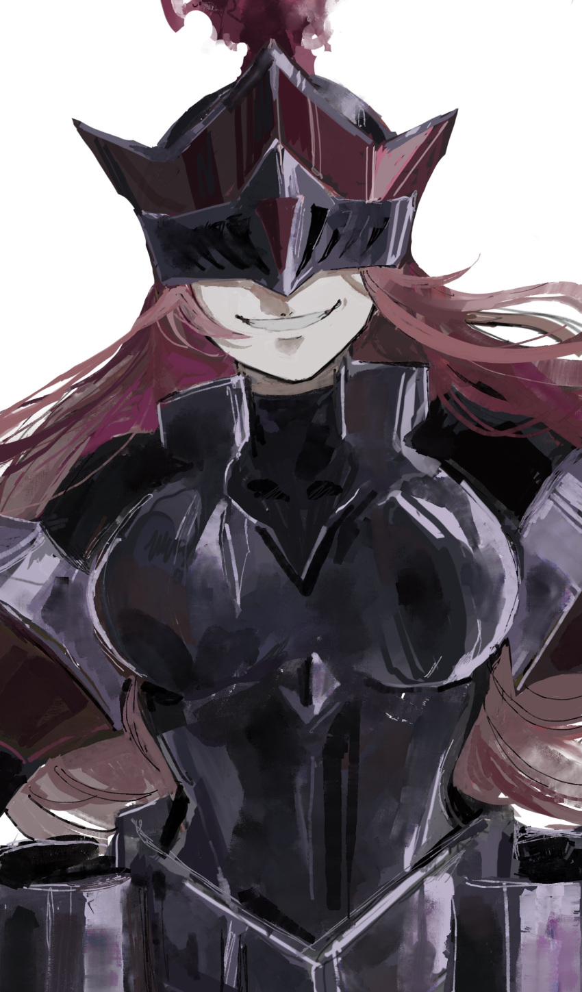 1girl, absurdres, armor, black_clover, helmet, highres, long_hair, pink_hair