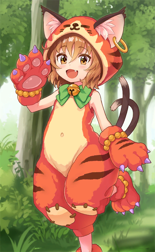 animal_ear_fluff, animal_ears, animal_hands, bead_bracelet, beads, bell, bow, bowtie