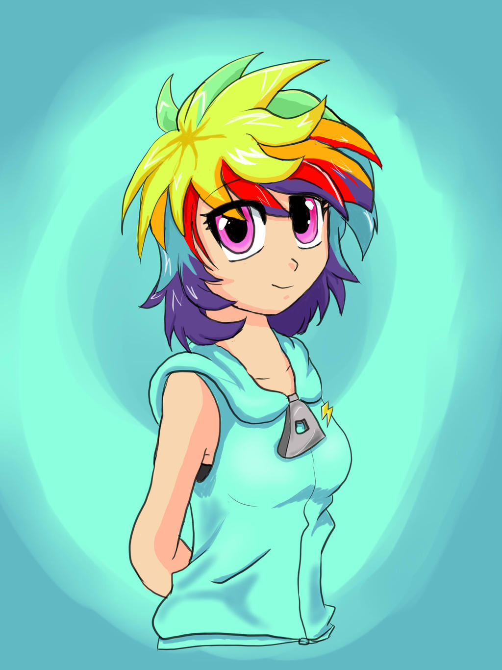 1girl, crush_crush, iro_(crush_crush), rainbow_hair, sad_panda_studios, tagme, violet_eyes