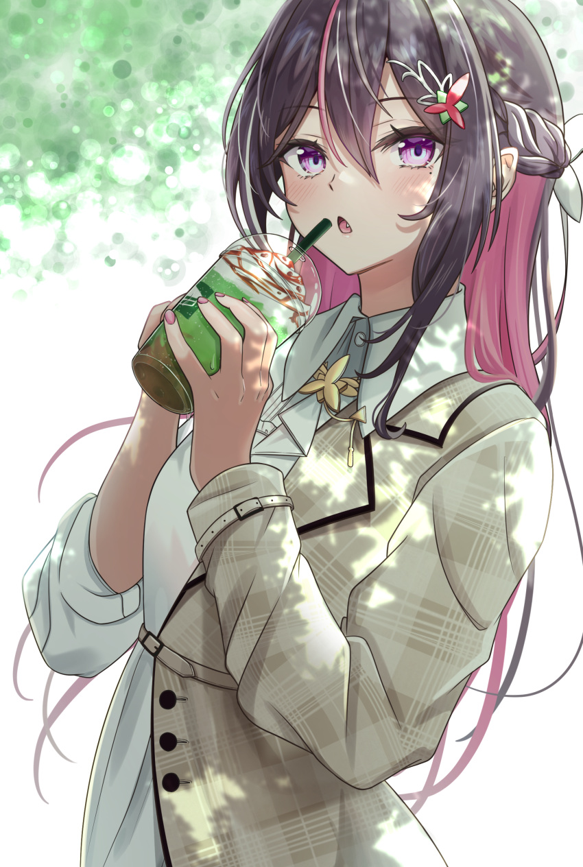 1girl, absurdres, asymmetrical_sleeves, azki_(4th_costume)_(hololive), azki_(hololive), black_hair, blush, braid