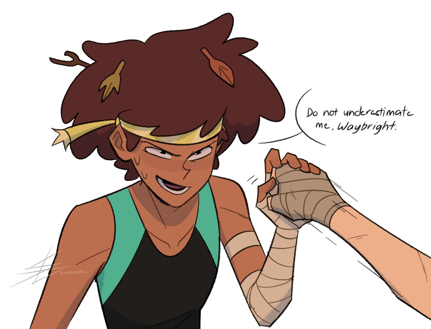 2girls, absurdres, amphibia, anne_boonchuy, bandaged_arm, bandages, bandana, bra