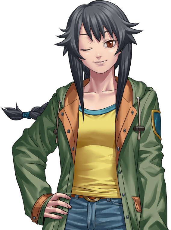 1girl, arm_at_side, belt, black_hair, braid, brown_eyes, buttons, closed_mouth