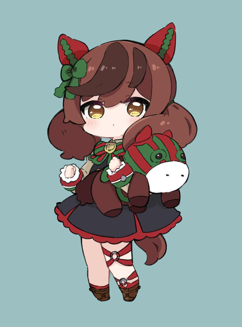 1girl, absurdres, animal_ears, black_dress, blush, bow, brown_eyes, brown_footwear
