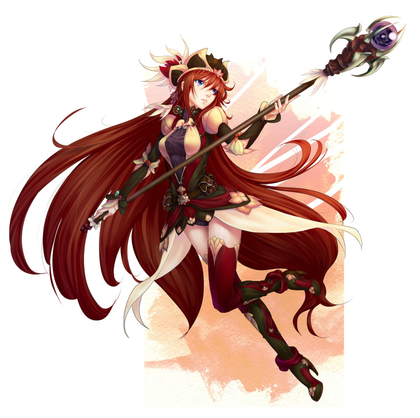 brown_hair, fantasy, fantasy_earth_zero, hat, highres, legs, ml.e, staff