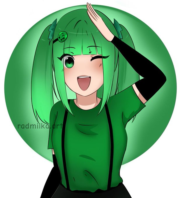 copyright_request, green_eyes, green_hair, green_shirt, radmilkaart, rozetka, shirt, solo, tagme