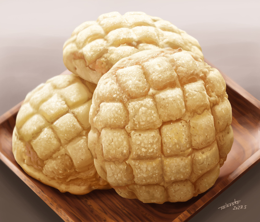 absurdres, bread, brown_background, dated, food, food_focus, gradient_background, highres