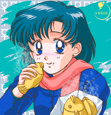 1girl, bishoujo_senshi_sailor_moon, blue_hair, blush, commentary_request, earrings, eating, jewelry