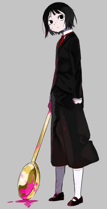 1other, black_eyes, black_hair, black_jacket, black_pants, catt_(wonder_lab), closed_mouth, full_body