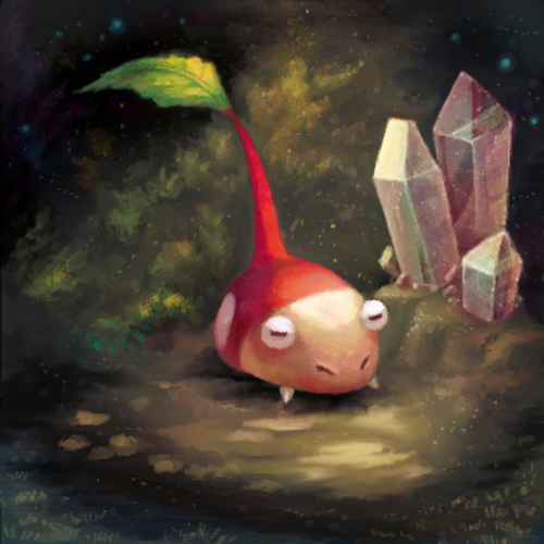 animal_focus, bug, bulbmin, cave, closed_eyes, cortoony, crystal, dark_background