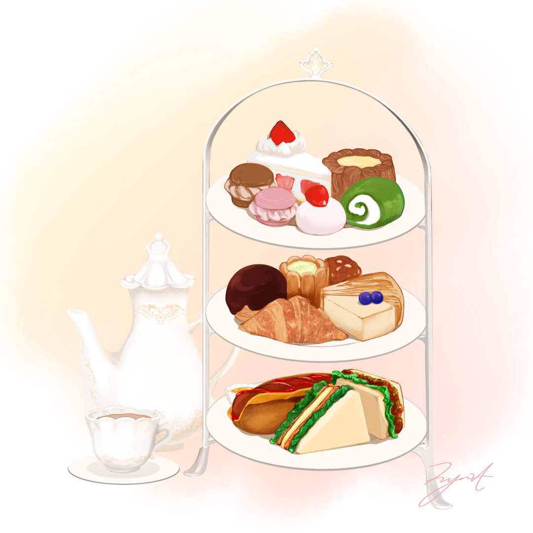 cake, croissant, cup, food, food_focus, fruit, hot_dog, lettuce