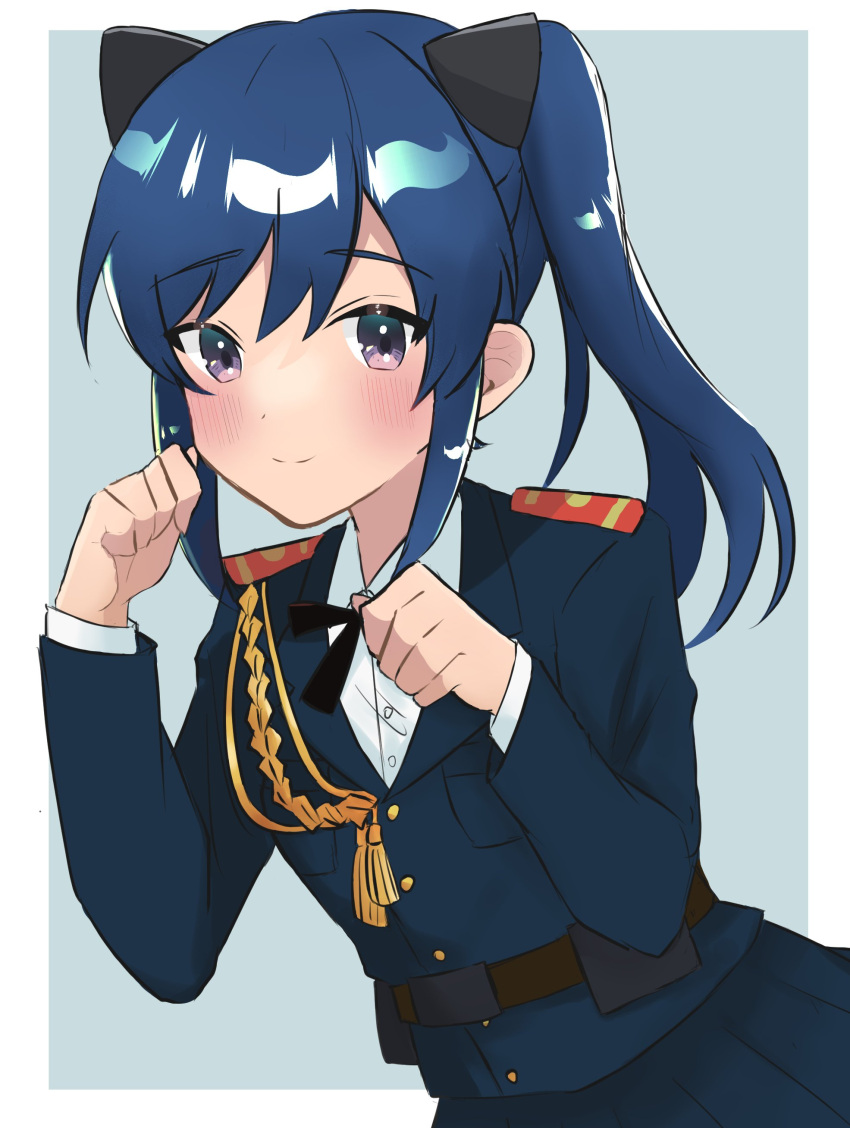 1girl, absurdres, aiguillette, animal_ears, assault_lily, belt, belt_buckle, belt_pouch