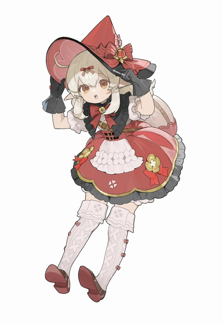 1girl, :o, blonde_hair, blush, bow, bowtie, brown_eyes, brown_footwear