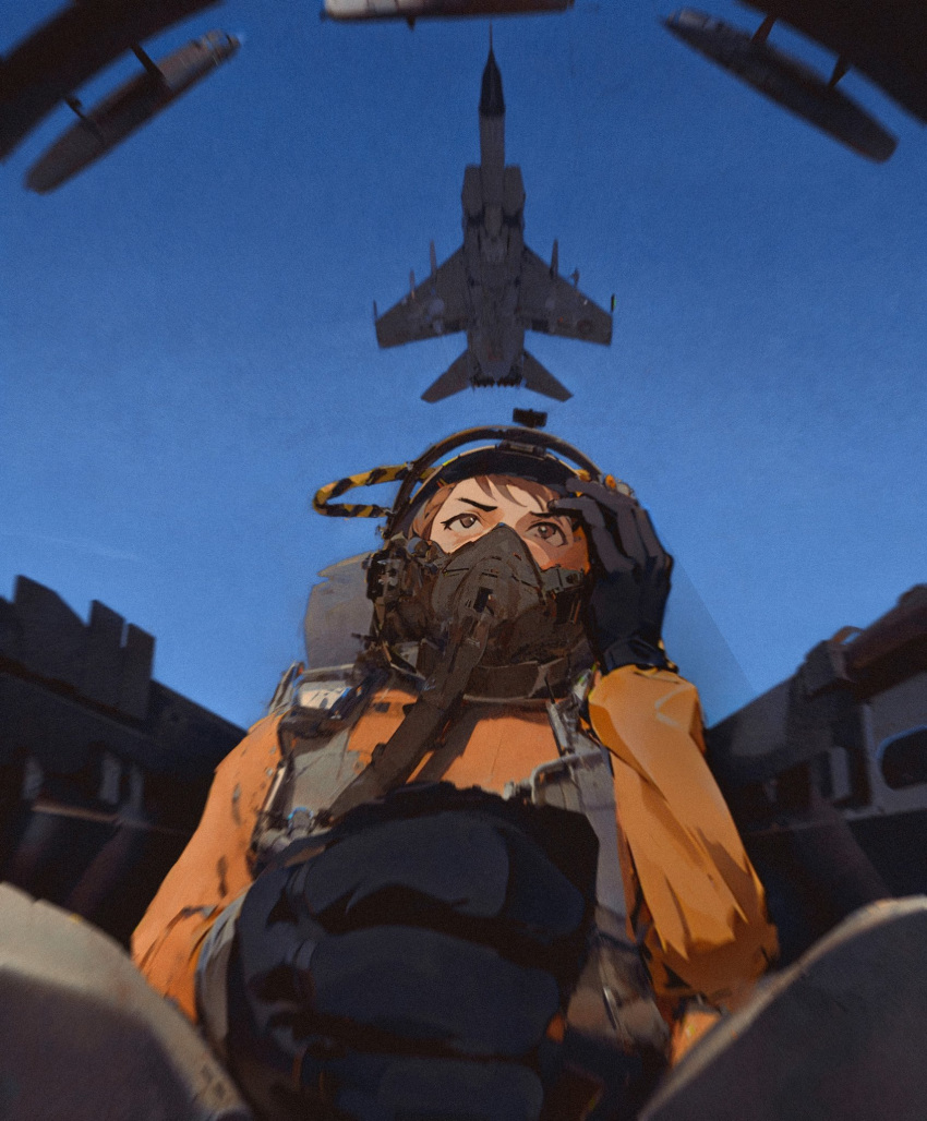 aircraft, airplane, canopy_(aircraft), cockpit, controller, f-4_phantom_ii, fighter_jet, highres
