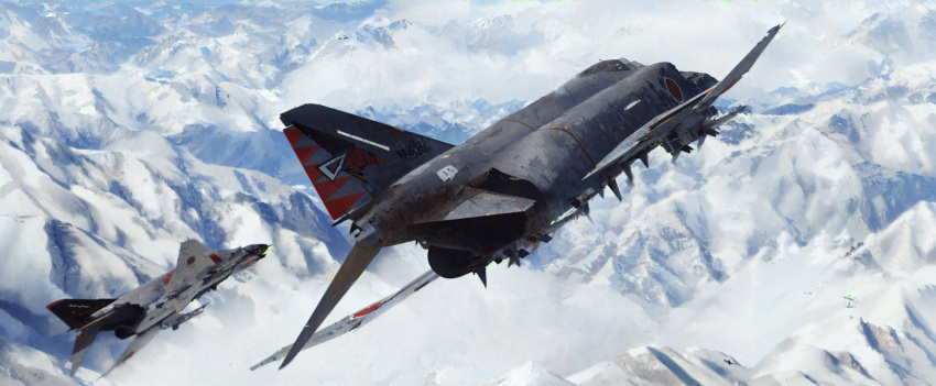 aircraft, airplane, f-4_phantom_ii, fighter_jet, flying, highres, japan_air_self-defense_force, japan_self-defense_force