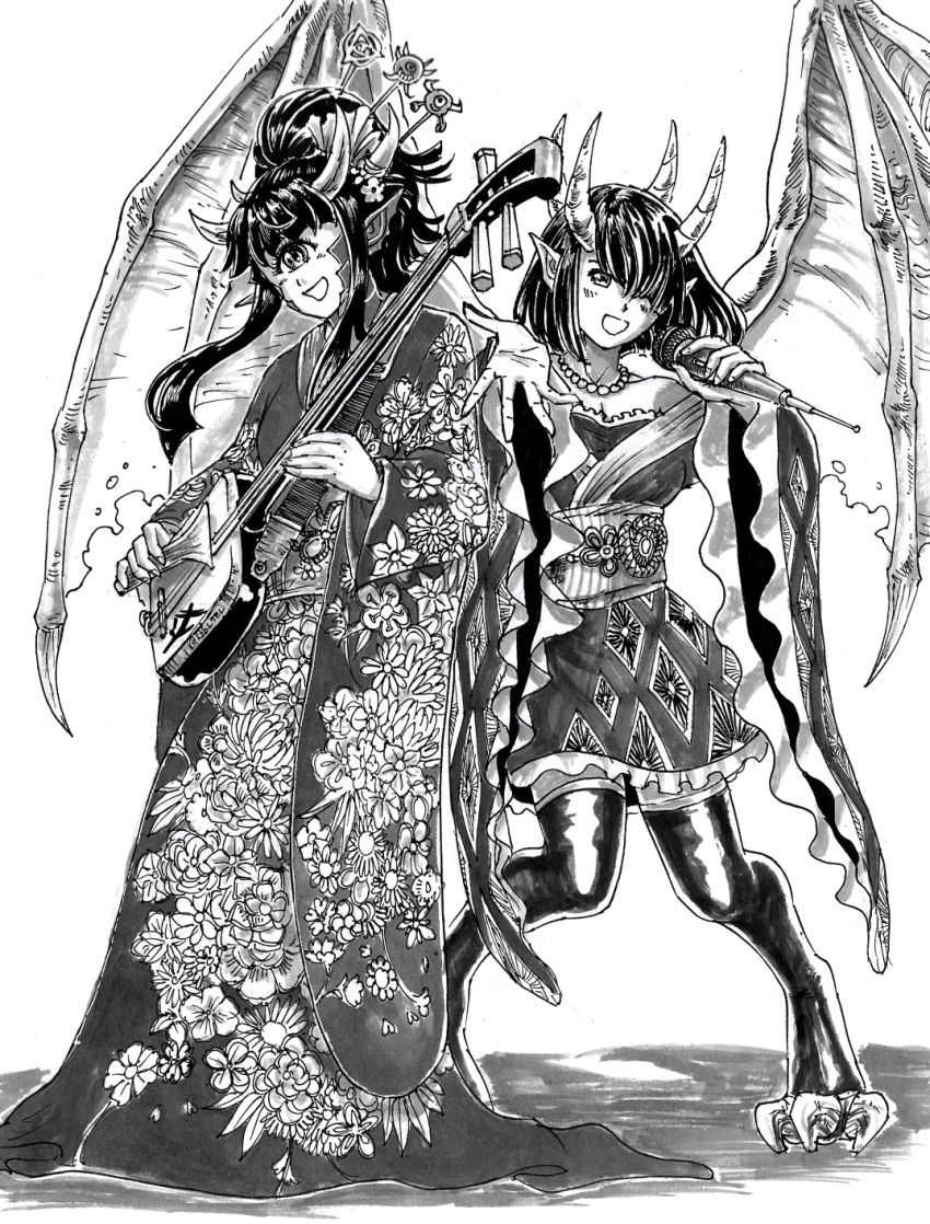 2girls, bachi, blood_(game), cacodemon, claws, crossover, cyclops, demon_girl