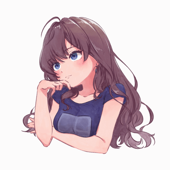 1girl, ahoge, arm_under_breasts, blue_eyes, blush, breasts, brown_hair, closed_mouth