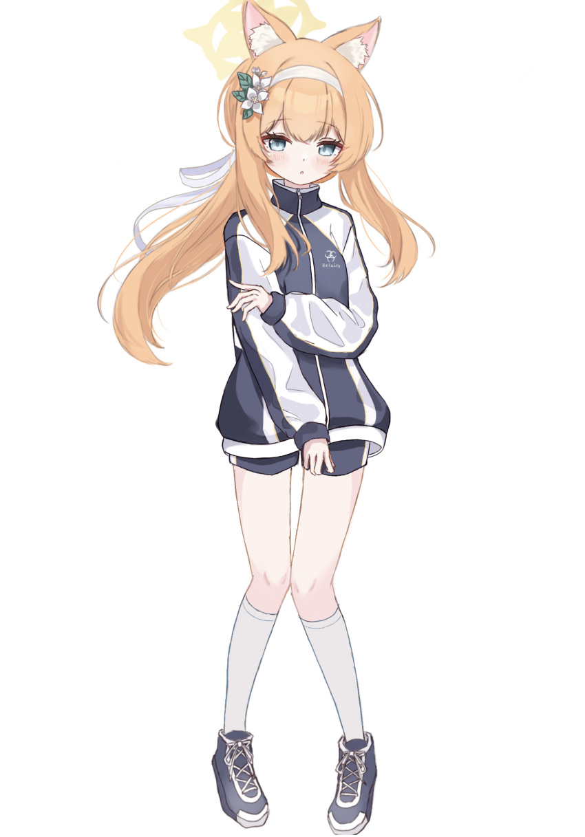 1girl, animal_ear_fluff, animal_ears, blue_archive, blue_eyes, bottle, cram960, flower