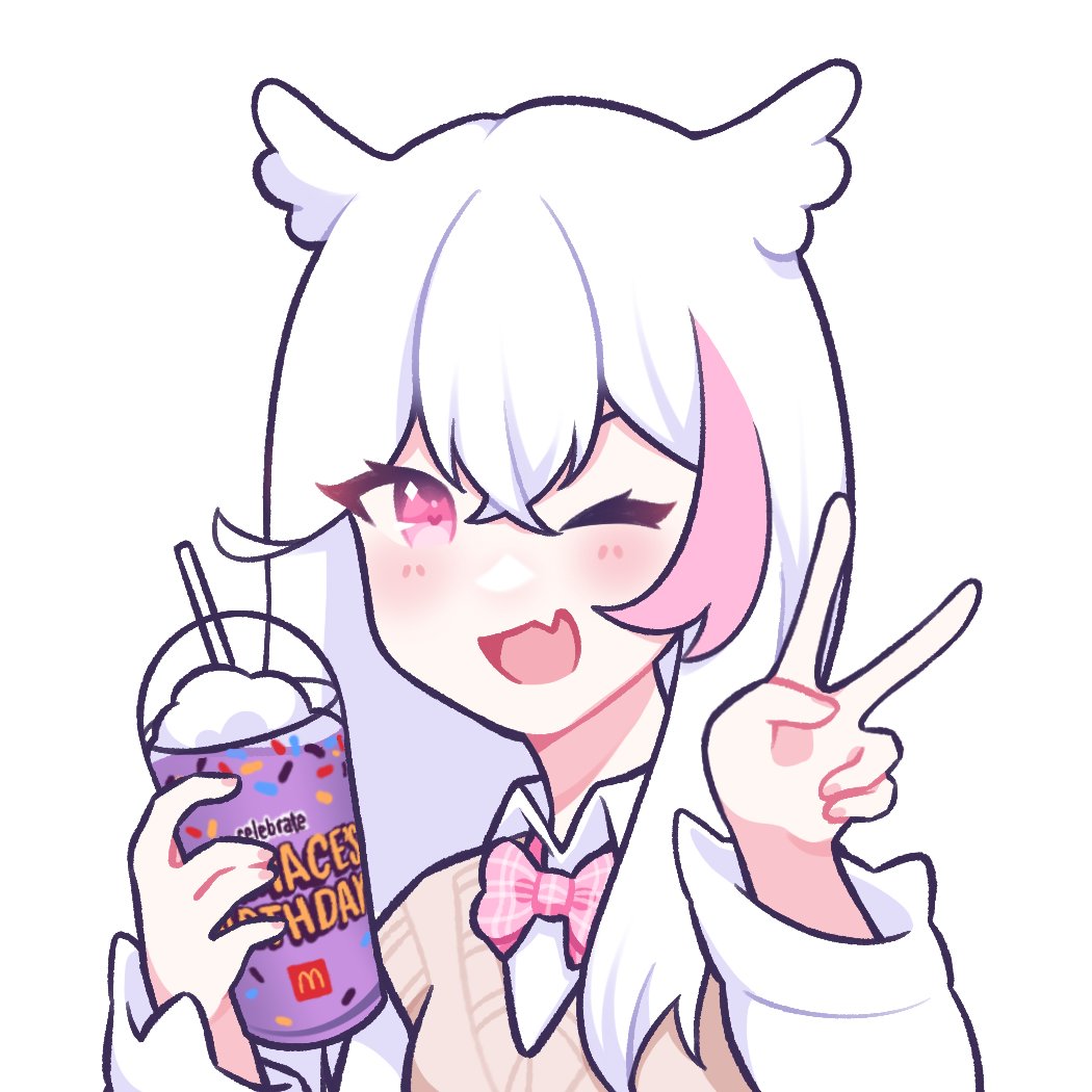 demon_girl, grimace_shake_(meme), hyuni_(character), hyuni_(hyunicat), meme, multicolored_hair, owl_ears, owl_girl