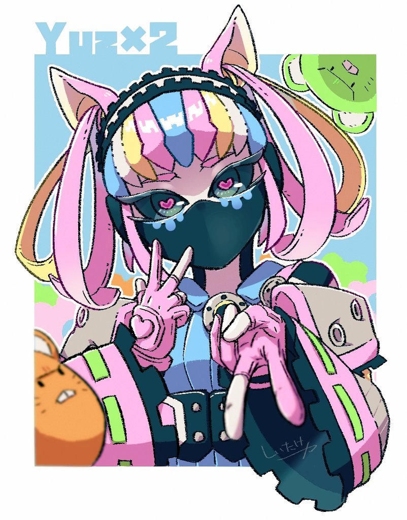 android, black_sclera, blonde_hair, blue_dress, blue_hair, bomb, colored_sclera, dogengers