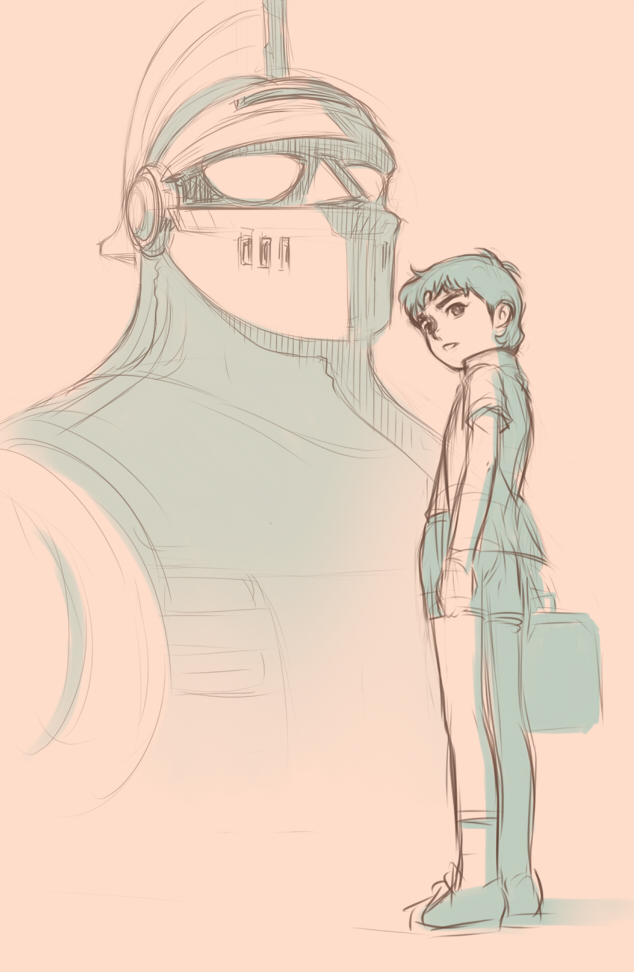 bad_id, boy, kaneda_shoutarou_(tetsujin_28-gou), male, mecha, monochrome, oldschool, pink_background