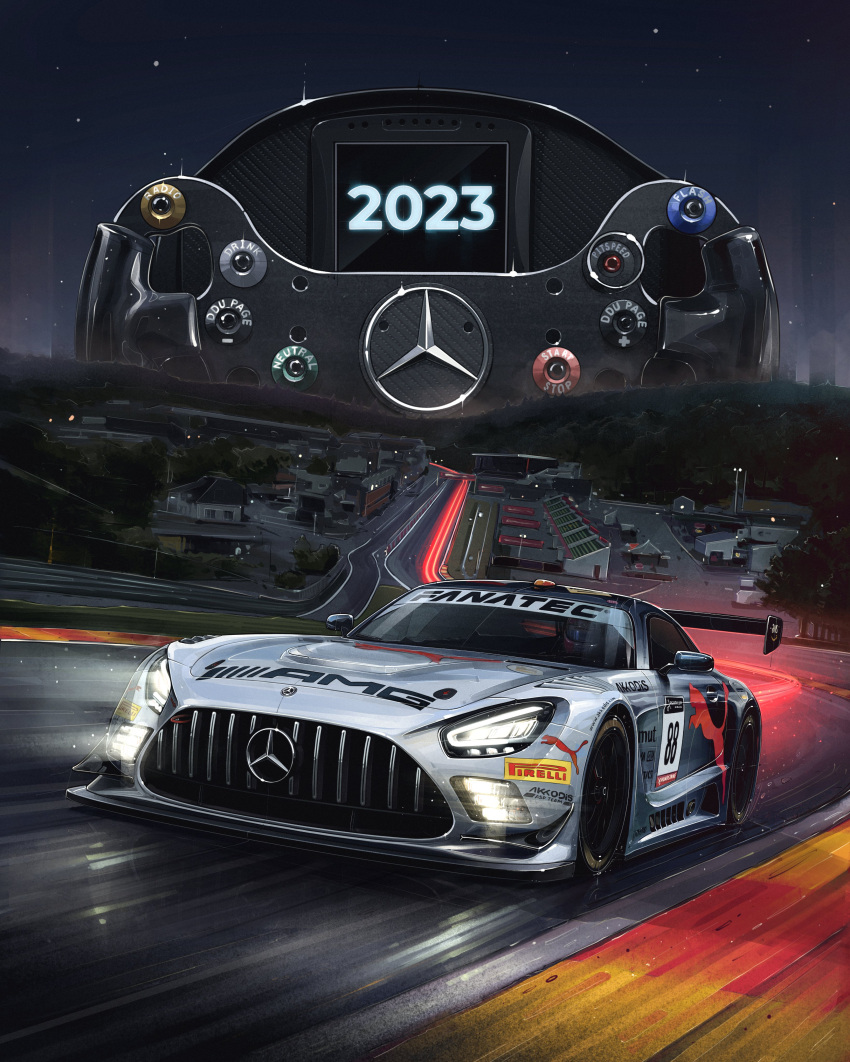 2023, absurdres, andrew_mytro, car, circuit_de_spa-francorchamps, glowing, gt_world_challenge_europe, helmet