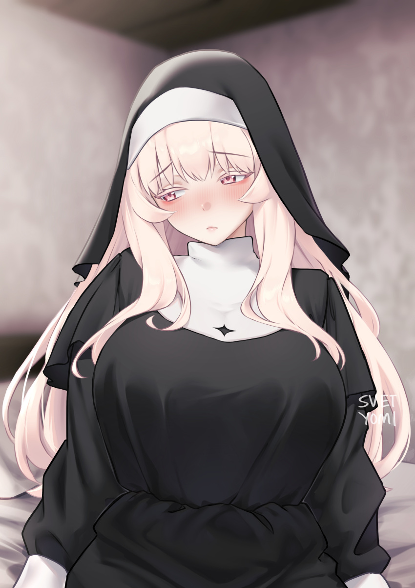 1girl, absurdres, artist_name, bikini, blanche_neige_(svet_yomi), blonde_hair, blush, breasts