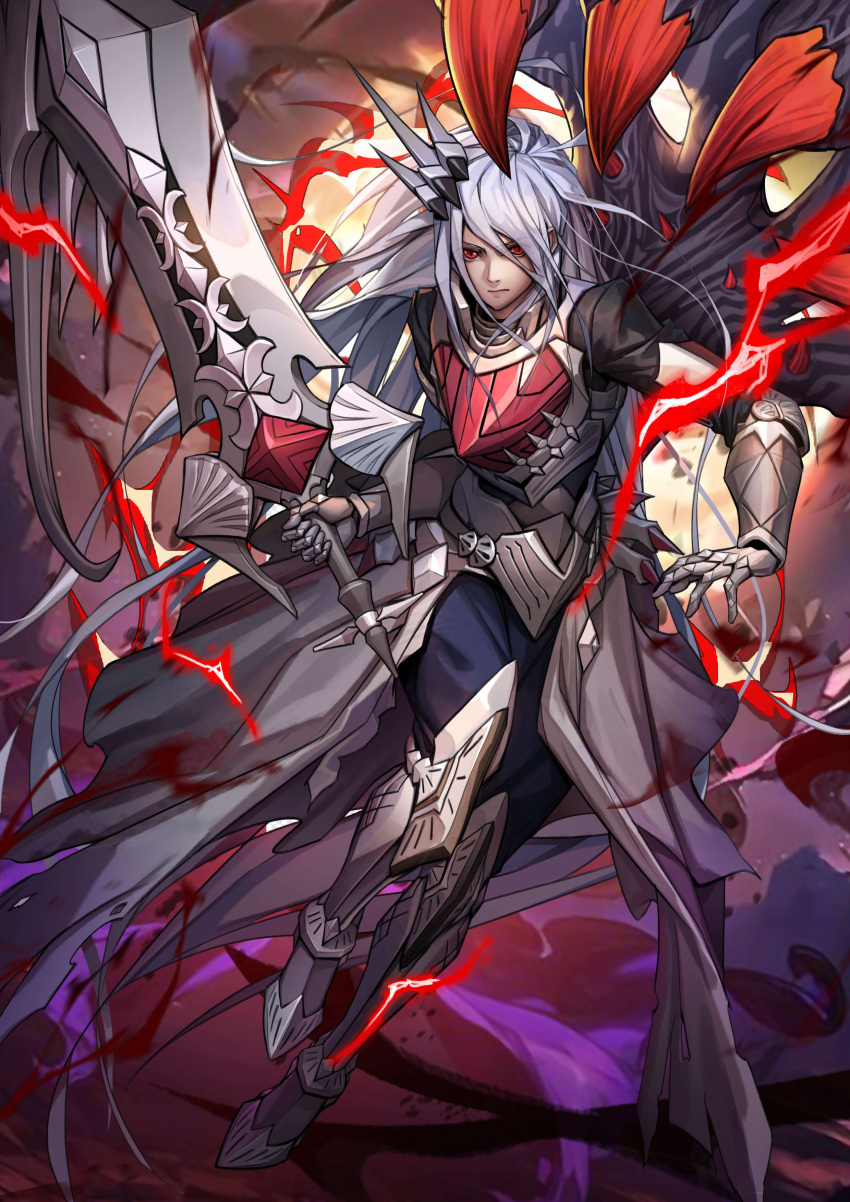 1girl, absurdres, alternate_form, armor, despian_luluwalilith, duel_monster, fake_horns, fleurdelis_(yu-gi-oh!)