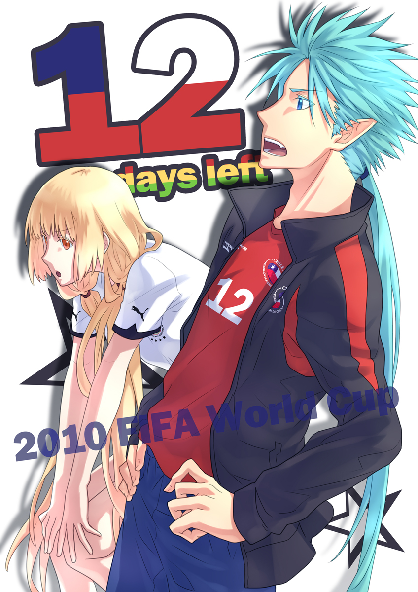 bliss_(artist), blonde_hair, blue_eyes, blue_hair, chile, ghana, highres, jacket