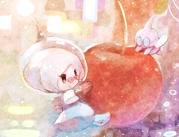 1girl, :o, abstract_background, alien, b_spa_gyoreva, backpack, bad_id, bad_pixiv_id