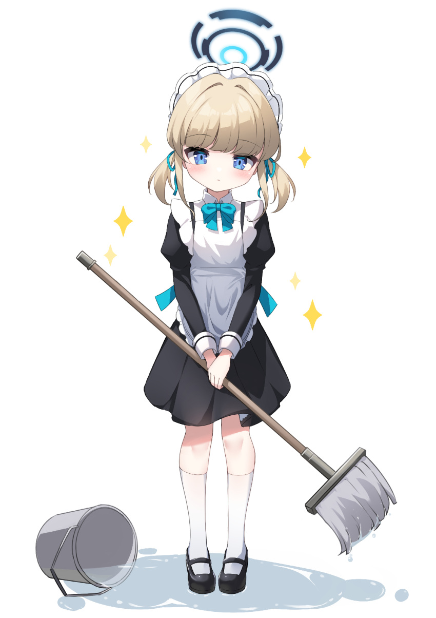 1girl, age_regression, aged_down, blonde_hair, blue_archive, blue_eyes, bucket, bucket_spill