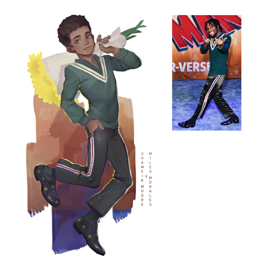 1boy, bonnet, brown_eyes, closed_mouth, dark-skinned_male, dark_skin, fashion, flower
