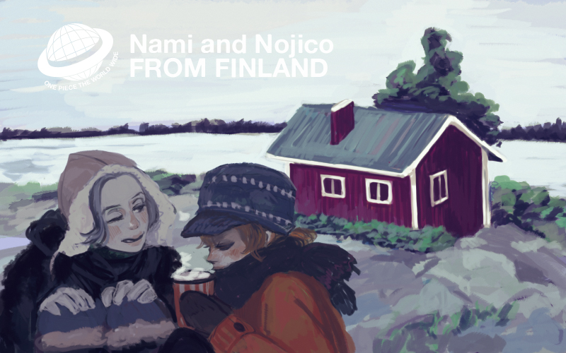 2girls, alternate_costume, character_name, closed_eyes, family, finland, gloves, hat