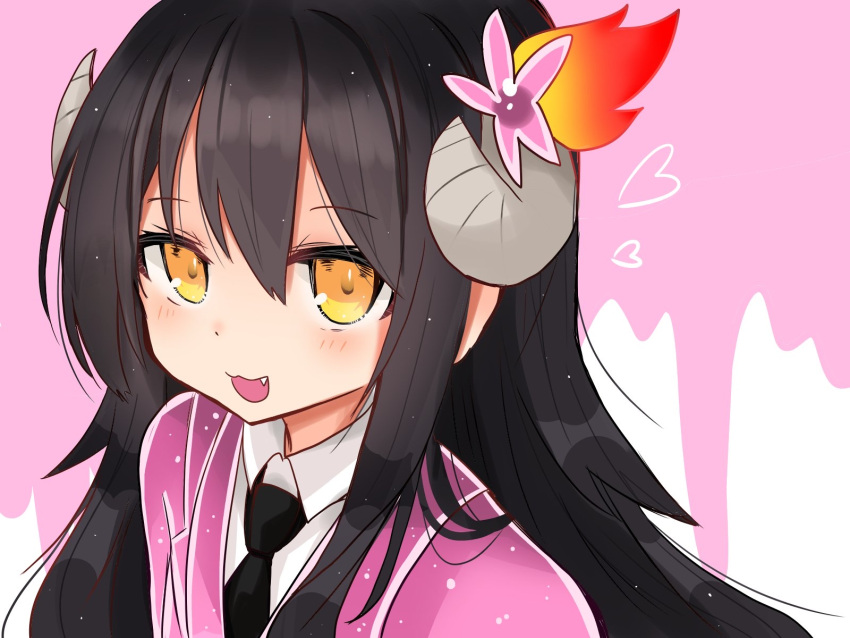 1girl, black_hair, black_necktie, collared_shirt, commentary_request, e.g.o_(project_moon), employee_(lobotomy_corporation), fang