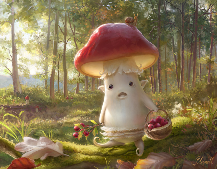 artist_name, basket, berry, blunell_(artist), commentary, creature, english_commentary, fantasy