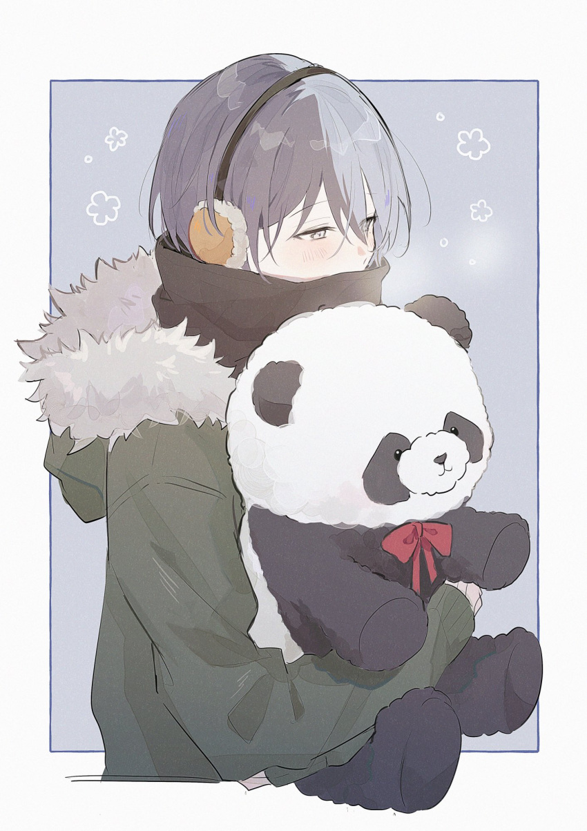 1boy, aoyagi_touya, black_scarf, blue_hair, blush, bow, bowtie, commentary_request