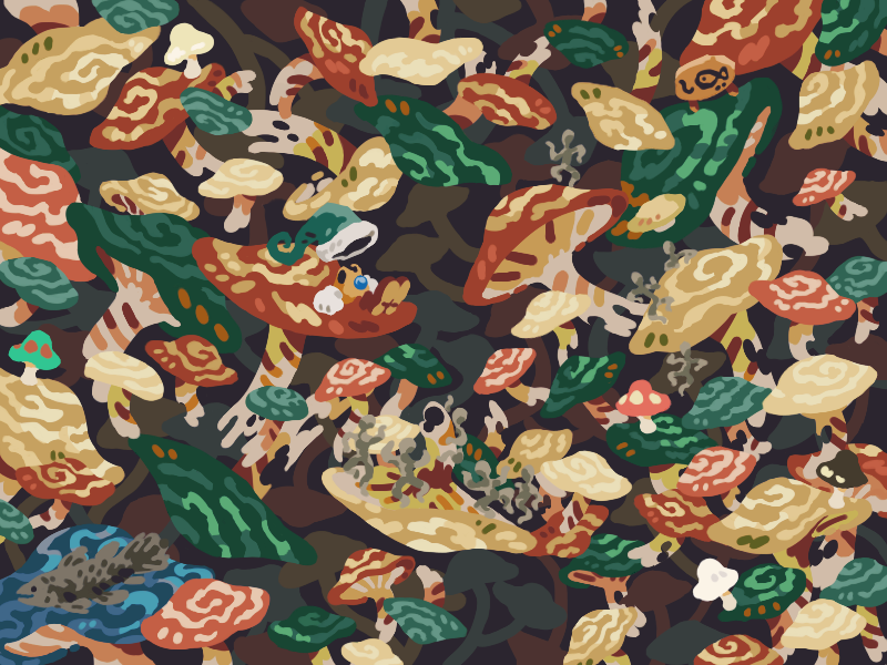 animal, boots, brown_footwear, brown_shirt, commentary_request, creature, fish, flat_color