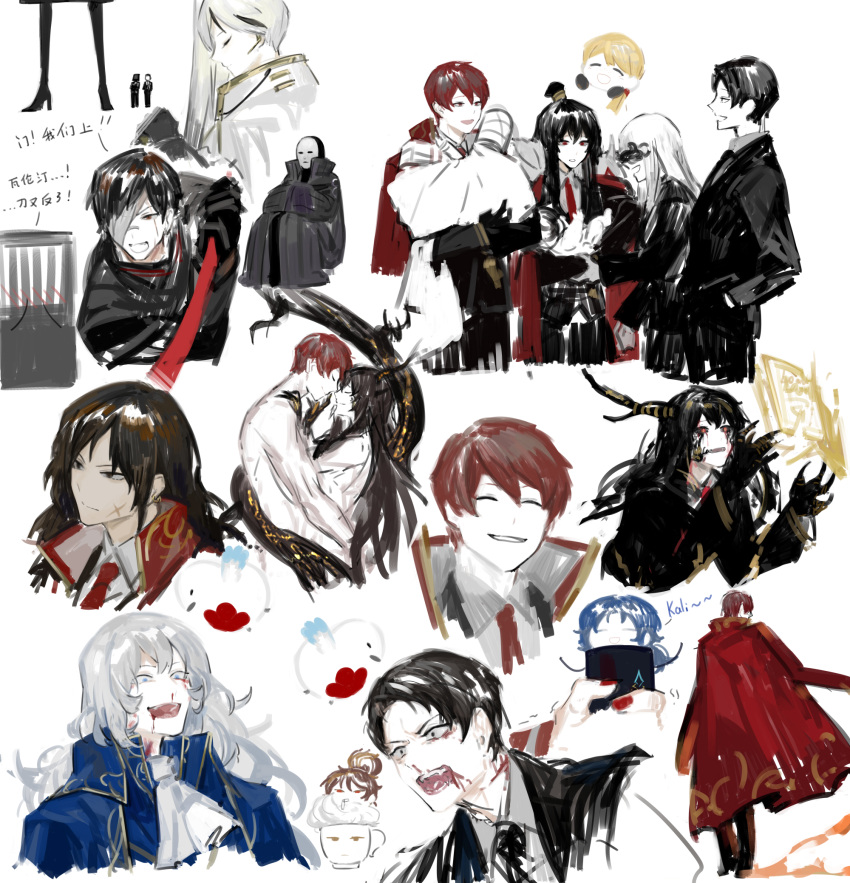 angelica_(library_of_ruina), angry, argalia_(library_of_ruina), bada_(library_of_ruina), bird, black_hair, blonde_hair, blood