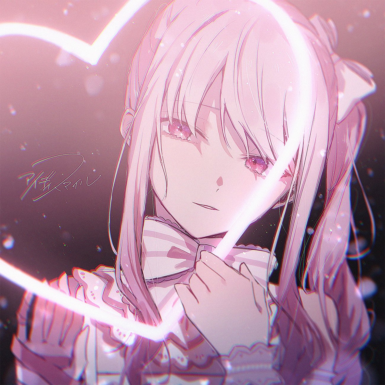 1other, akiyama_mizuki, androgynous, bow, bowtie, commentary_request, dot_nose, hands_up