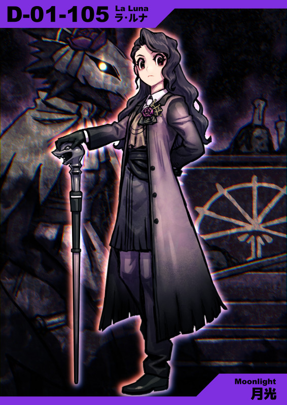 2girls, arm_behind_back, ascot, asymmetrical_bangs, black_coat, black_collar, black_dress, black_footwear, black_hair, brown_ascot, brown_capelet, brown_eyes, buttons, cane, capelet, closed_mouth, coat, collar, collared_coat, collared_shirt, commentary_request, dark_background, denim, dress, e.g.o_(project_moon), employee_(lobotomy_corporation), eyelashes, flower, flower_brooch, frown, full_body, gradient_coat, holding, holding_cane, instrument, jeans, la_luna, lobotomy_corporation, long_hair, looking_at_viewer, meimaru_inuchiyo, miniskirt, multiple_girls, necktie, numbered, pants, partial_commentary, piano, pink_background, pink_coat, pink_flower, pink_pants, pink_rose, plague_doctor_mask, project_moon, rose, shirt, shoes, skirt, snake_head, torn_clothes, torn_coat, wavy_hair, white_necktie, white_shirt