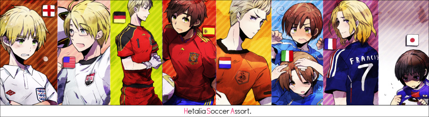 america_(hetalia), axis_powers_hetalia, ball, clothes_writing, flag, france_(hetalia), germany_(hetalia), highres