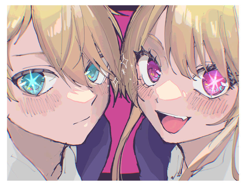 1boy, 1girl, absurdres, blonde_hair, blue_eyes, blue_jacket, brother_and_sister, highres