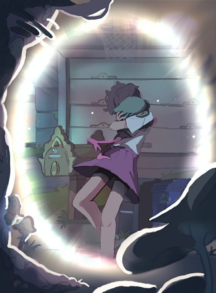 1boy, 1girl, amphibia, anne_boonchuy, basketball_hoop, feet_out_of_frame, grass, hug