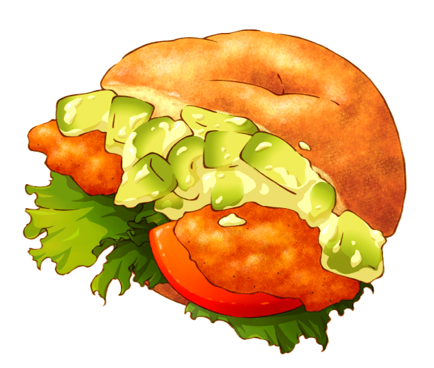 avocado, bagel, chicken_(food), commentary_request, food, food_focus, haboban, lettuce