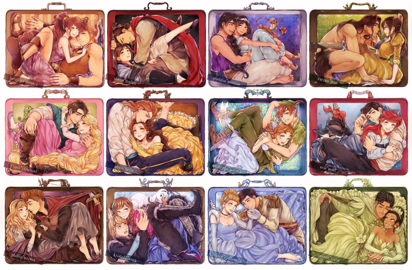6+boys, 6+girls, abu_(aladdin), aladdin_(character), aladdin_(disney), anna_(frozen), ariel_(disney), aurora_(disney)