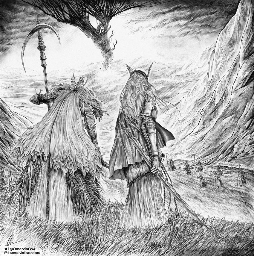 absurdres, capelet, cleanrot_knight_finlay, commentary, dress, elden_ring, english_commentary, grass