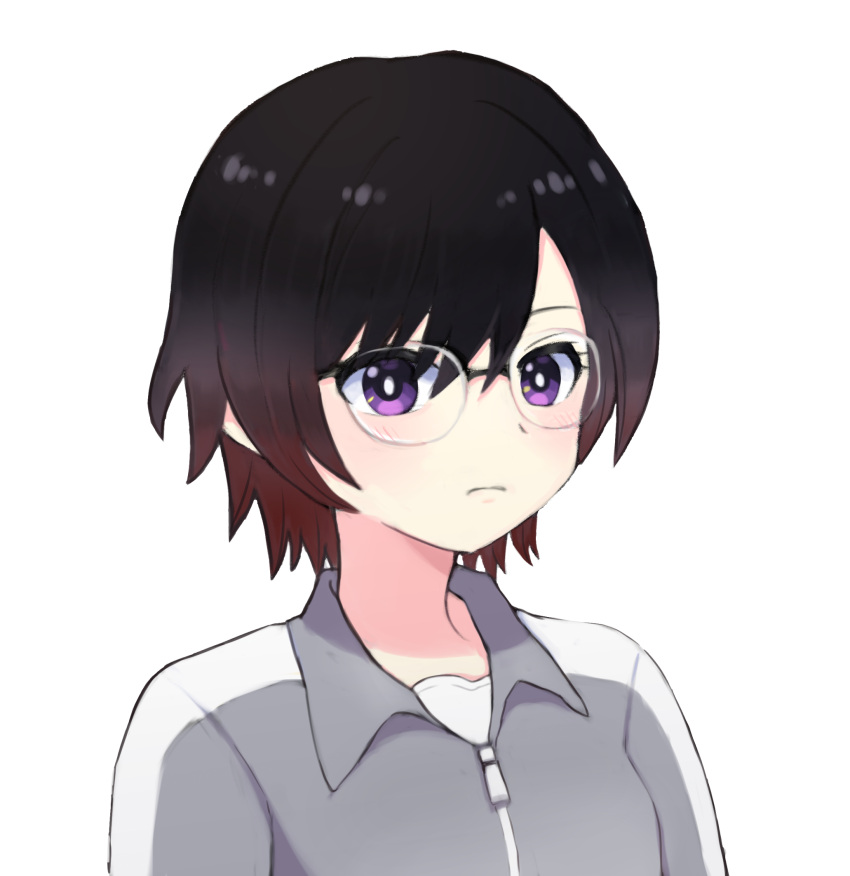 1girl, architect_(crossover_nexus), black_hair, crossover_nexus_project, crossover_nexus_series, glasses, gradient_hair, highres