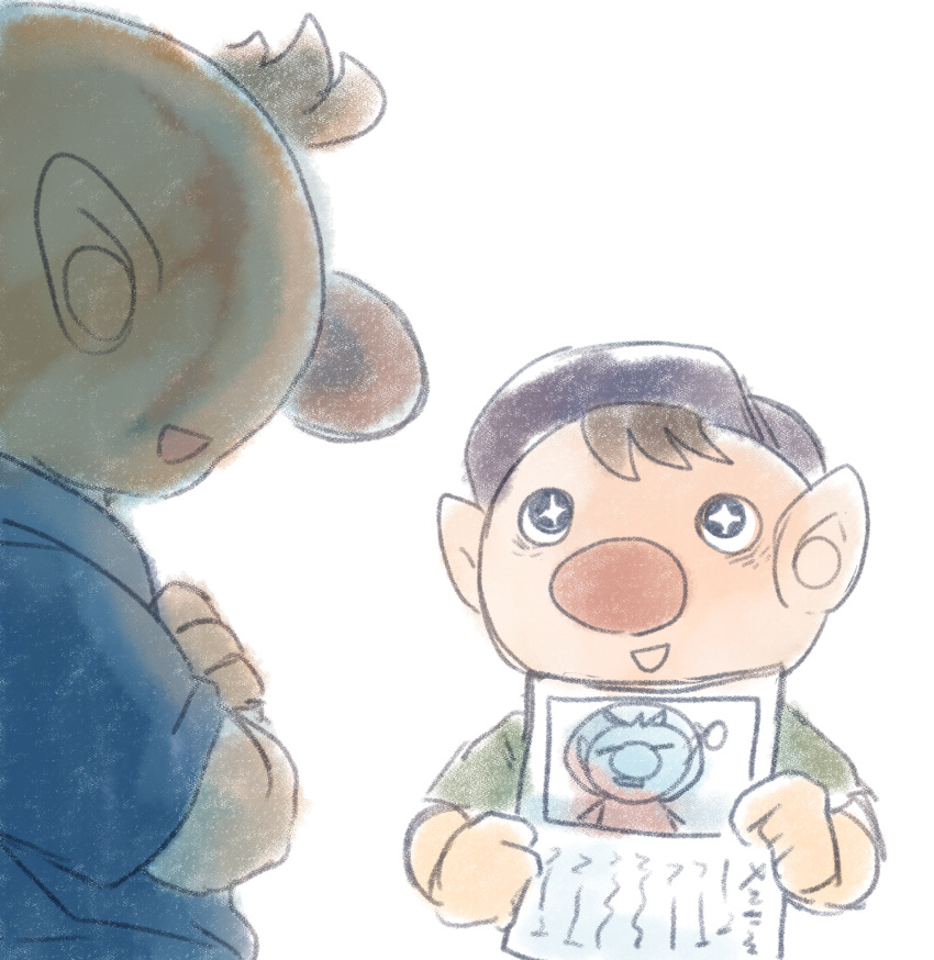 2boys, absurdres, alien, alternate_costume, baseball_cap, big_nose, black_eyes, blue_headwear