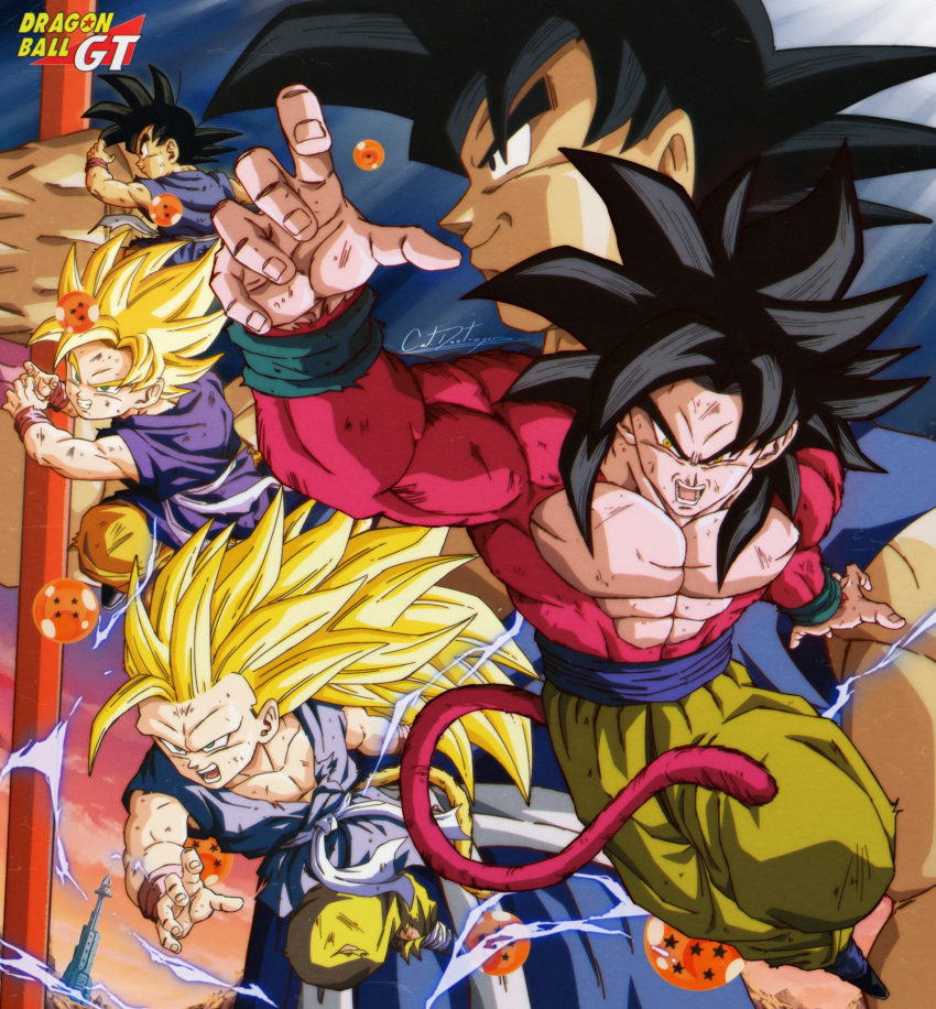 1boy, black_eyes, black_hair, blue_sash, body_fur, catdestroyer, dragon_ball, dragon_ball_gt