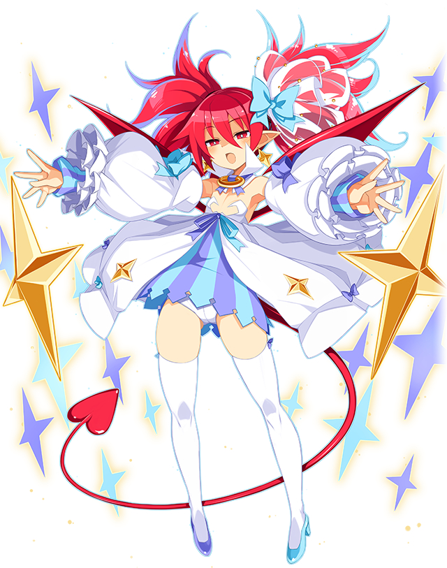 1girl, asymmetrical_footwear, blue_footwear, bow, demon_girl, demon_tail, demon_wings, detached_collar