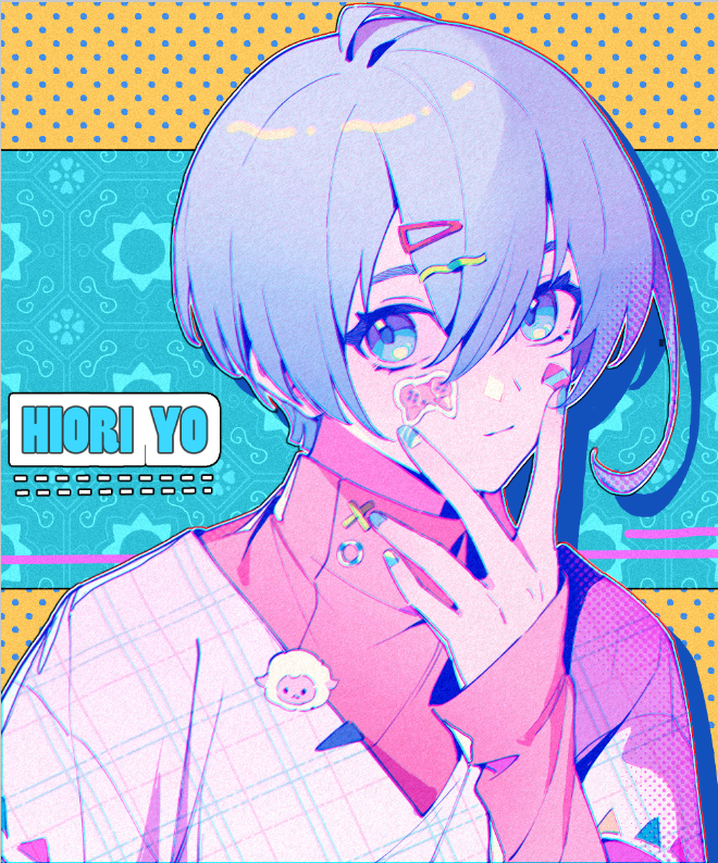 1boy, blue_background, blue_eyes, blue_hair, blue_lock, blue_nails, character_name, closed_mouth